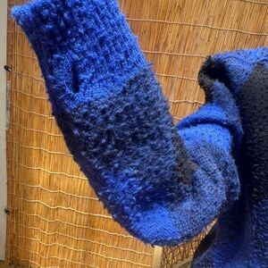 Blue and Black Textured Sweater